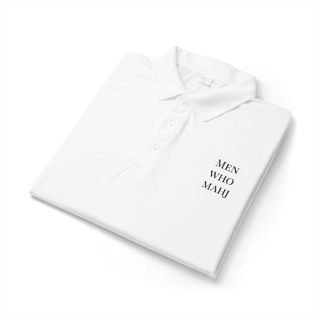 Men Who Mahj Performance Shirt | White Mahjong Golf Shirt