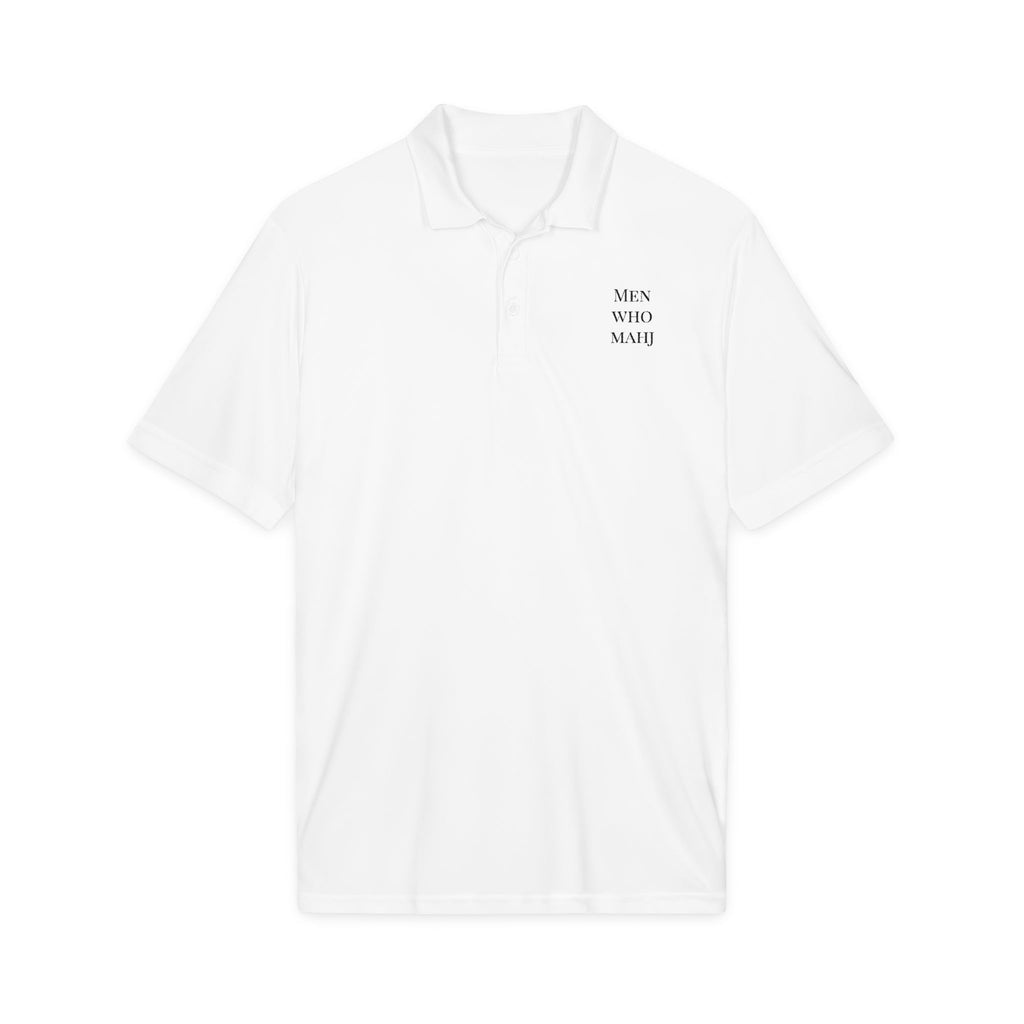 Men Who Mahj Performance Shirt | White Mahjong Golf Shirt