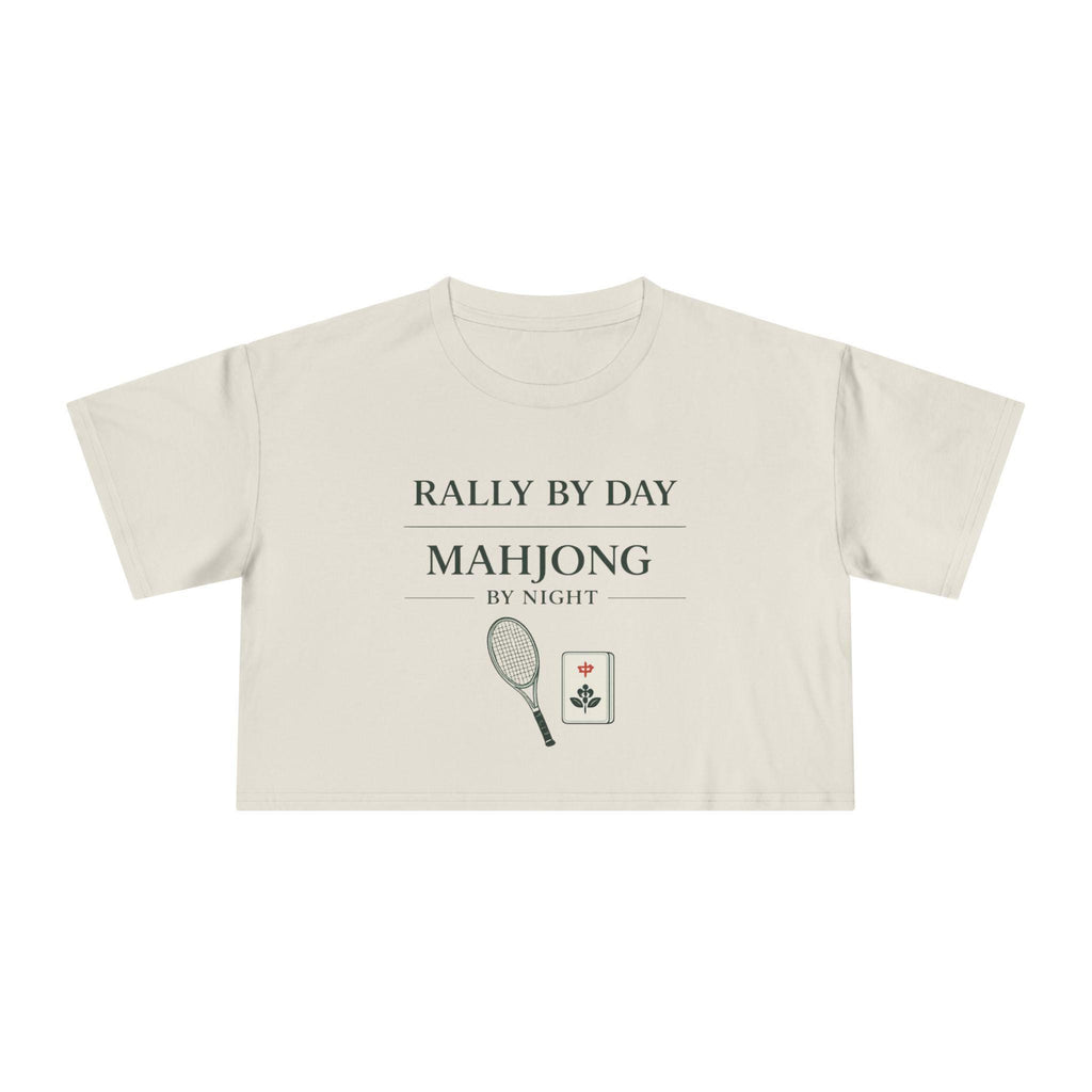 Rally By Day Mahjong By Night Tee, Tennis and Mahjong Tee, Cropped Graphic Tee, Preppy Aesthetic Shirt, Gift for Mahjong Lover