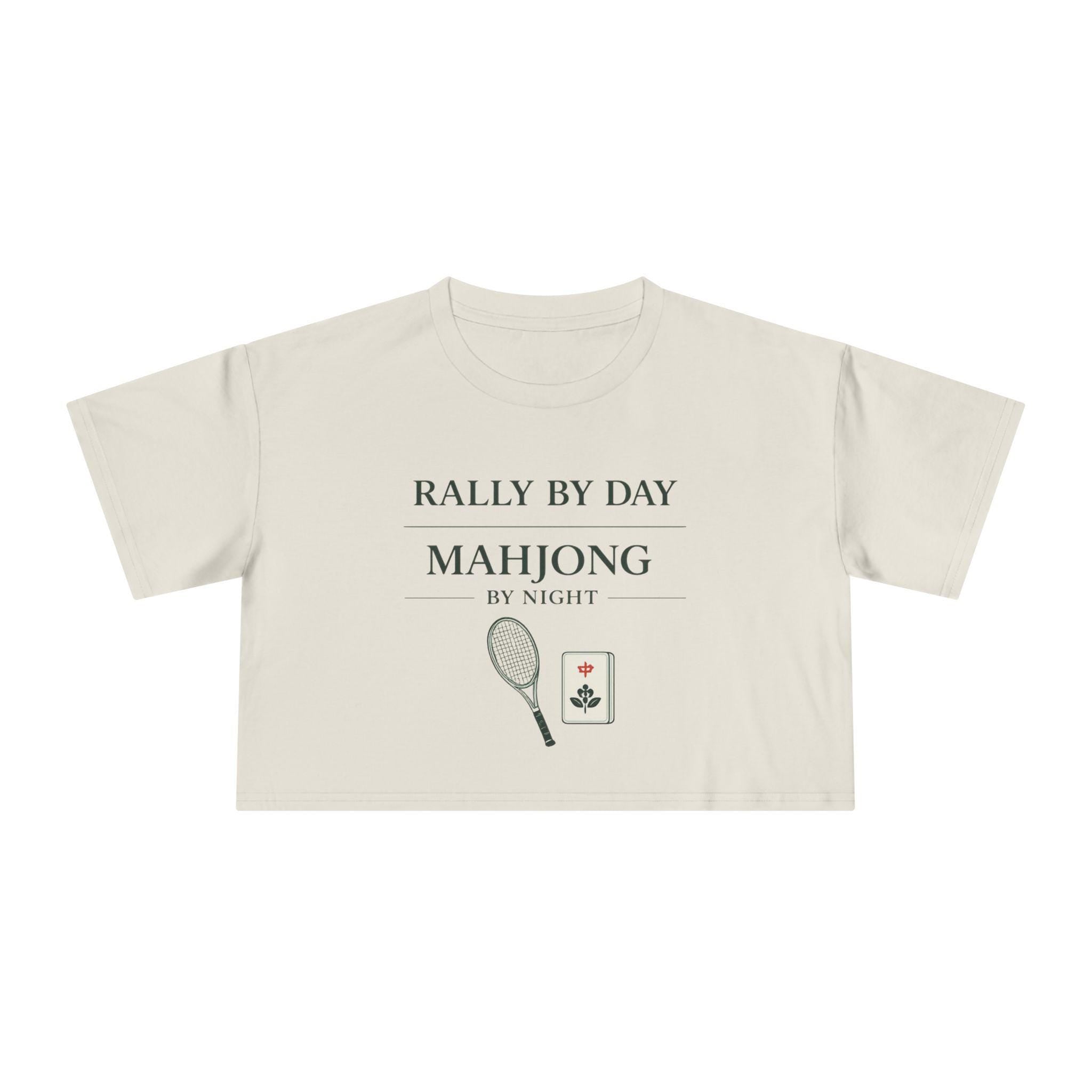 Rally By Day Mahjong By Night Tee, Tennis and Mahjong Tee, Cropped Graphic Tee, Preppy Aesthetic Shirt, Gift for Mahjong Lover