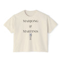 Mahjong & Martinis Women's Boxy Tee — Vintage Game Night Graphic Shirt