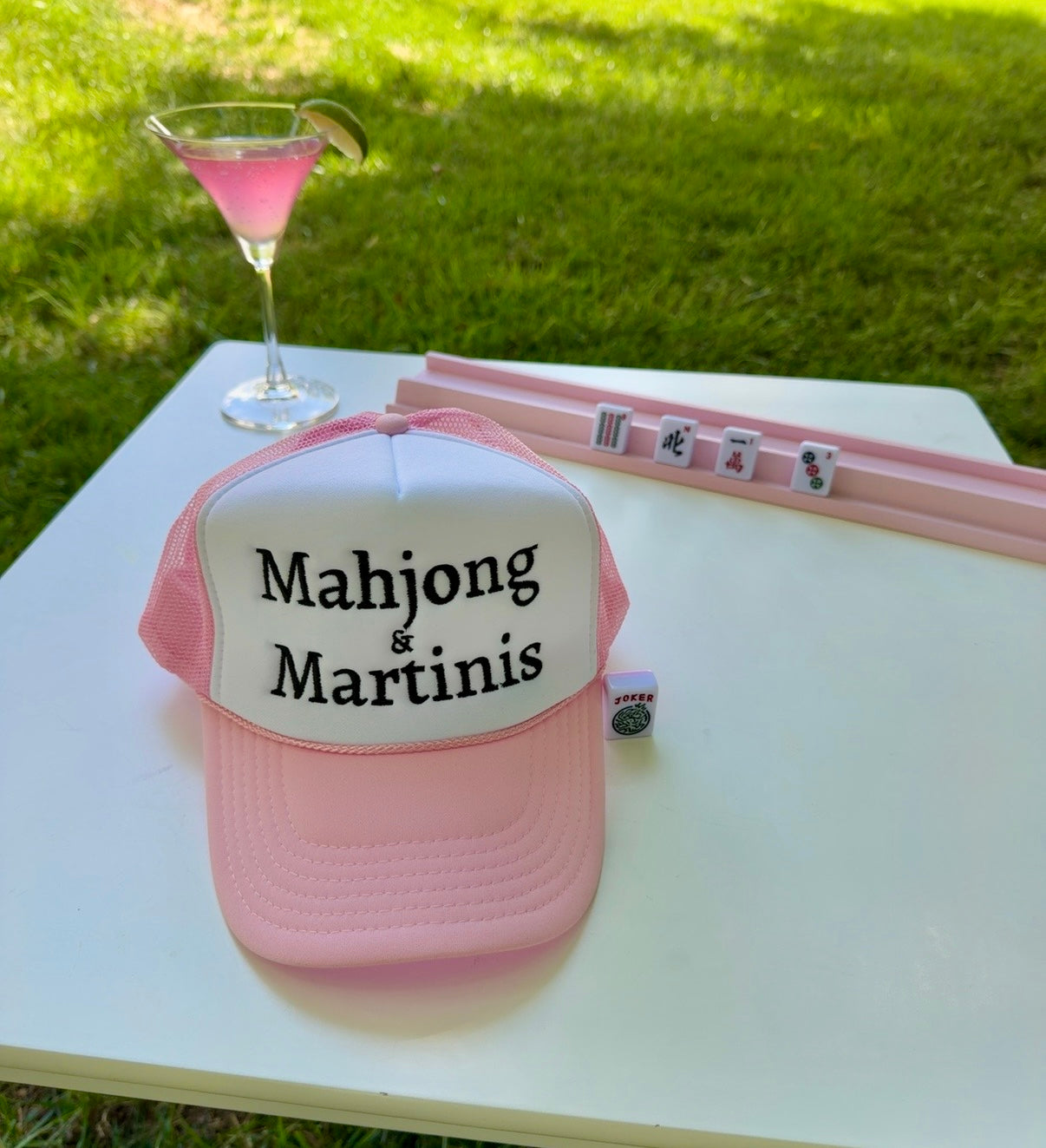 Mahjong & Martinis trucker hat