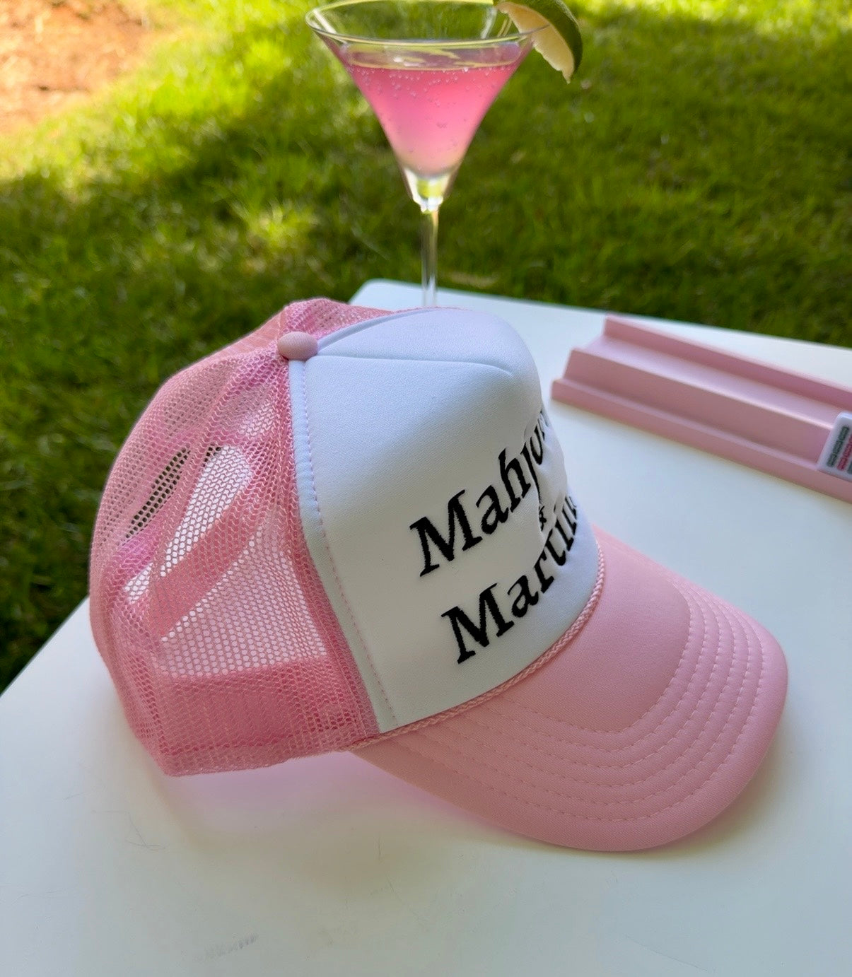 Mahjong & Martinis trucker hat