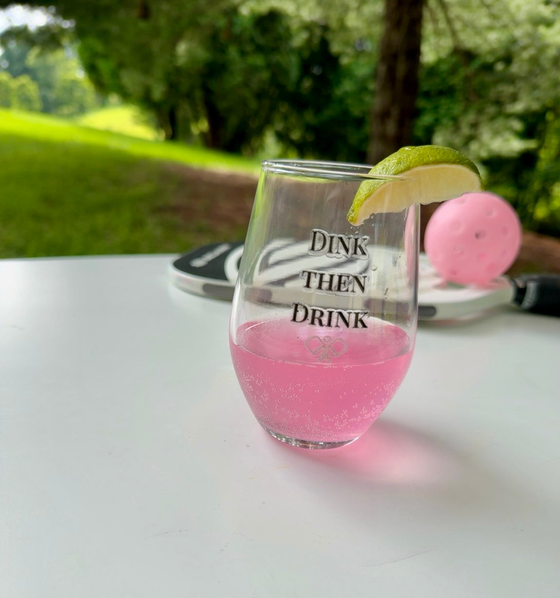 Dink Then Drink Wine Glass | Pickleball Wine Glass | Hostess Gift | Stemless Wine Glass