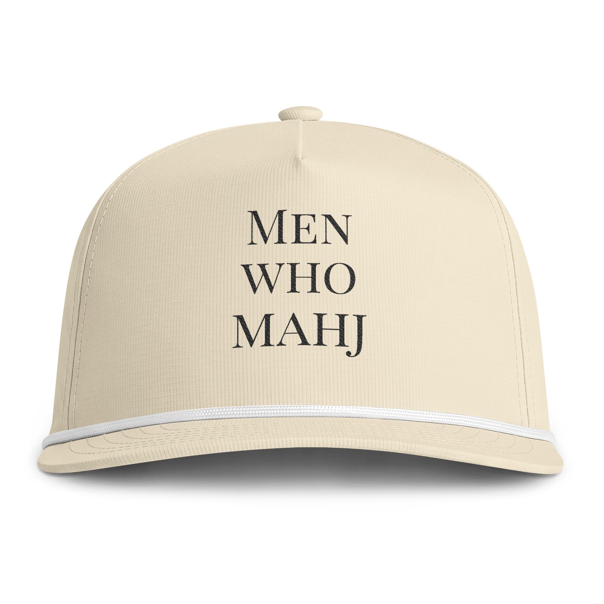 Men Who Mahj Rope Hat | Ivory Embroidered Mahjong Hat for Men