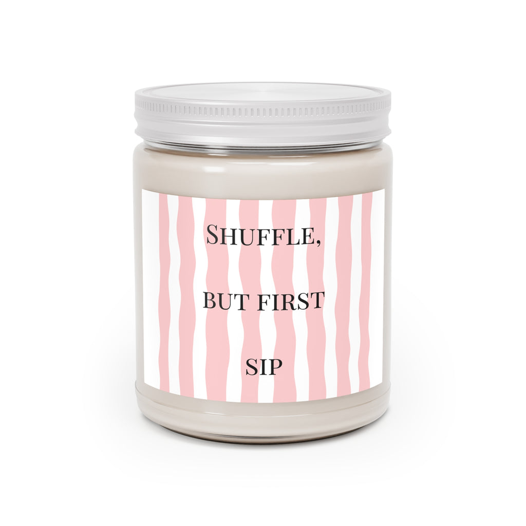 Shuffle But First Sip Candle | Pink Grapefruit Soy Candle | Mahjong Gift | Hostess Gift | Game Night Decor | Mahjong Lover Gift