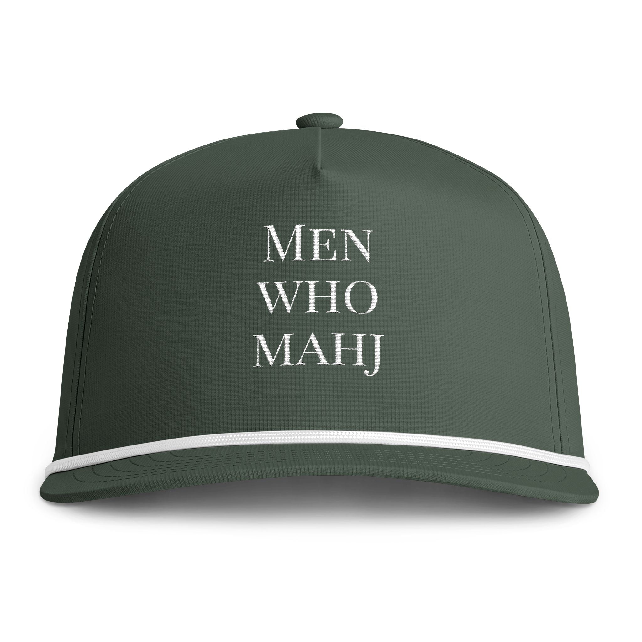 Men Who Mahj Rope Hat | Deep Green Embroidered Mahjong Hat for Men
