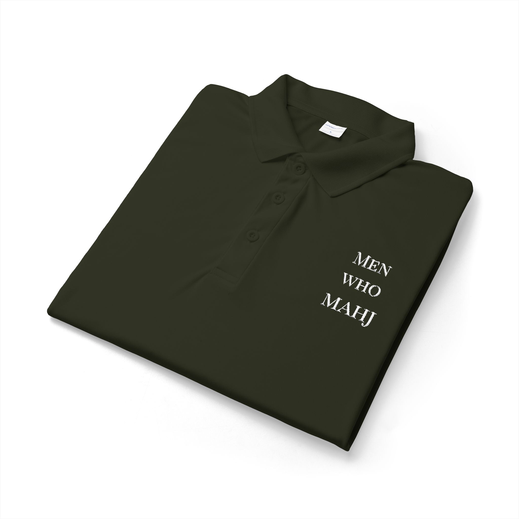 Men Who Mahj Shirt | Deep Green Men’s Mahjong Golf Shirt
