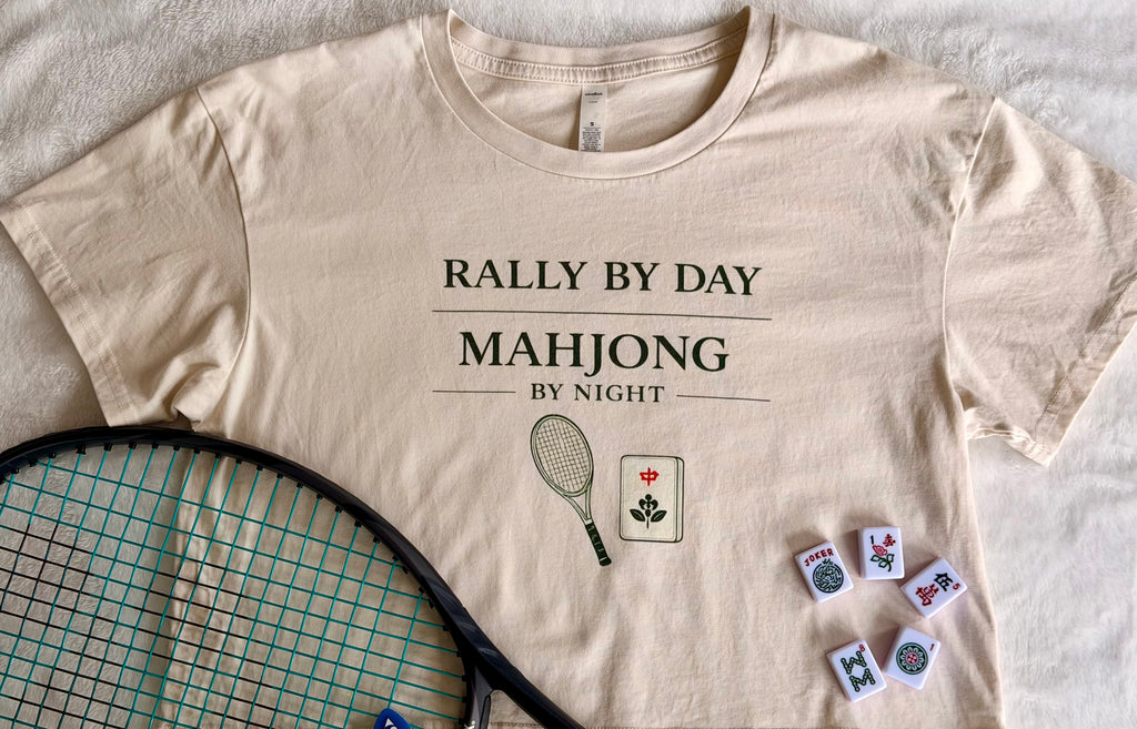 Rally By Day Mahjong By Night Tee, Tennis and Mahjong Tee, Cropped Graphic Tee, Preppy Aesthetic Shirt, Gift for Mahjong Lover