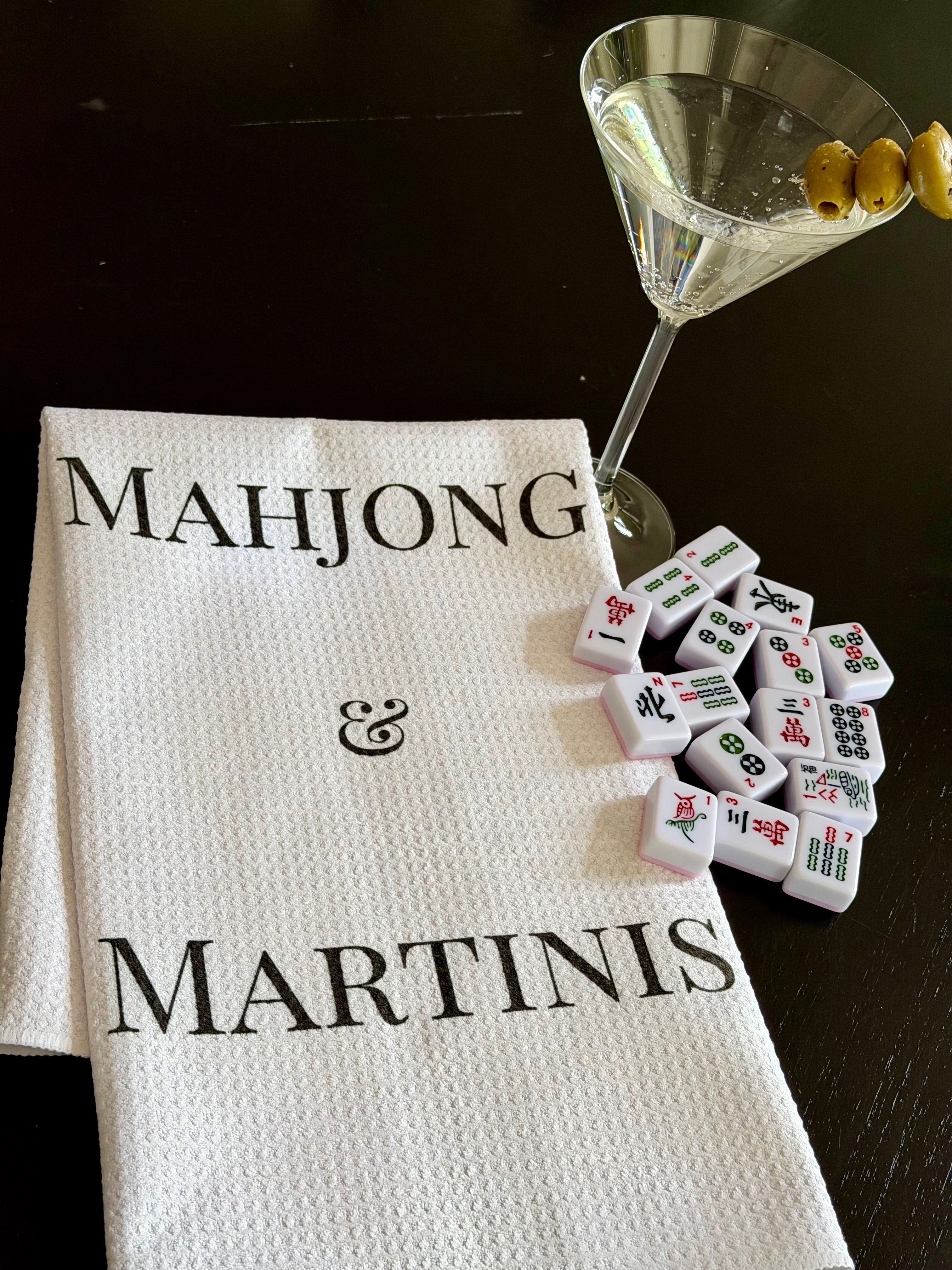 Mahjong & Martinis Tea Towel | Hostess gift towel