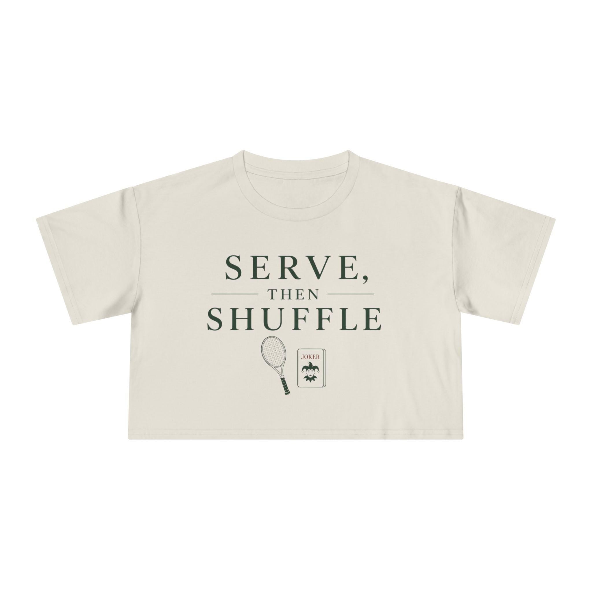 Serve Then Shuffle Tennis and Mahjong Cropped Tee